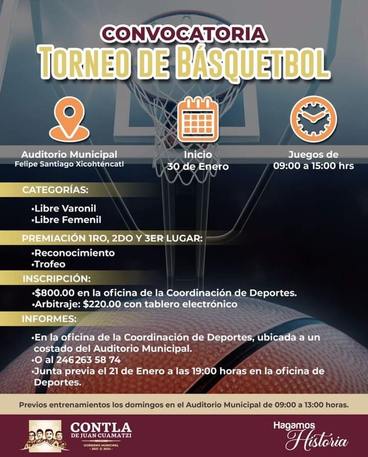Convoca ayuntamiento de Contla a torneo de Básquetbol - ABC TLAXCALA